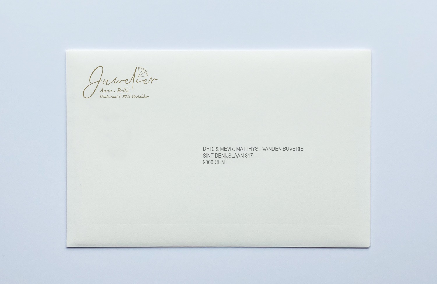 Voorbeeld envelop met personalisatie zakelijk